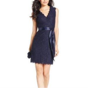 💜3/$40💜Adrianna Papell Navy Lace Overlay Dress